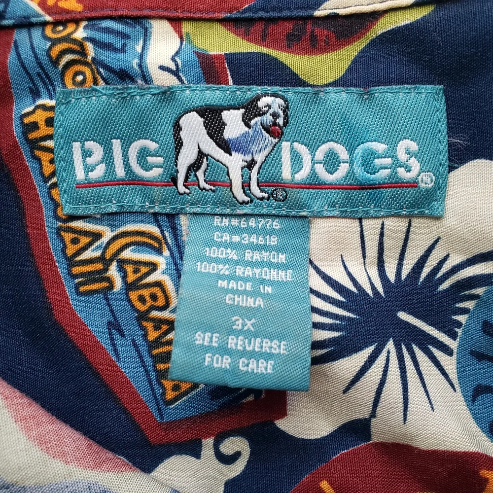 Big Dogs Shirt Men's Hawaiian Floral Short Sleeve Button Up Surf Hotel Size 3X